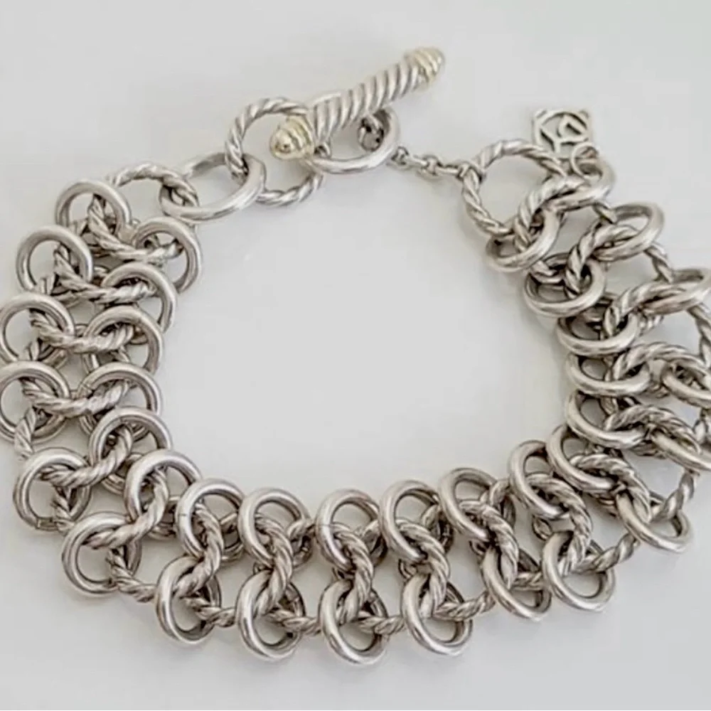 David Yurman Atlas Chainmail Bracelet With
Gold - Picture 6 of 9